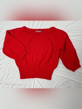 Marled Bright Red Crewneck Knit Sweater